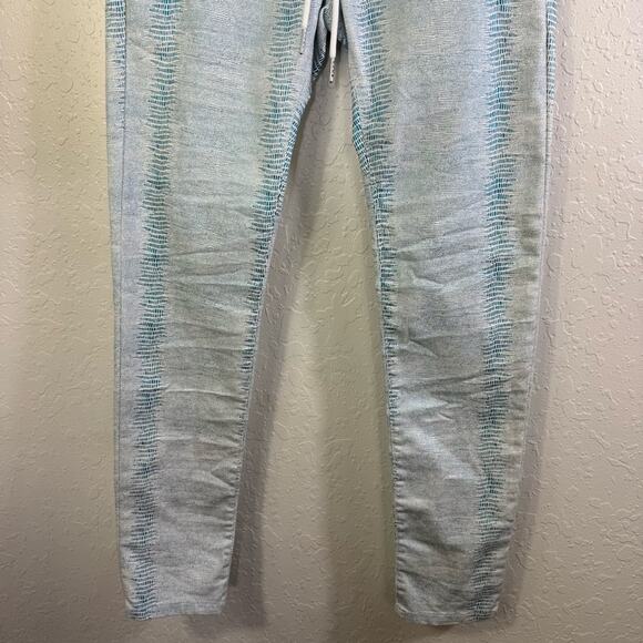 Bevy Flog Shely Aqua Blue 24 snake print high rise Drawstring Women's Pants NWT - Picture 6 of 11
